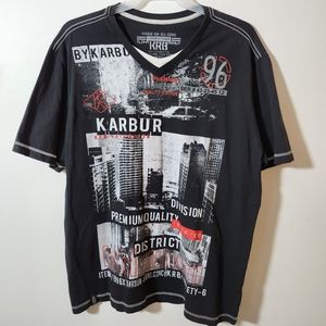 KARBUR Men’s All-Over Print Urban V-Neck T-shirt
